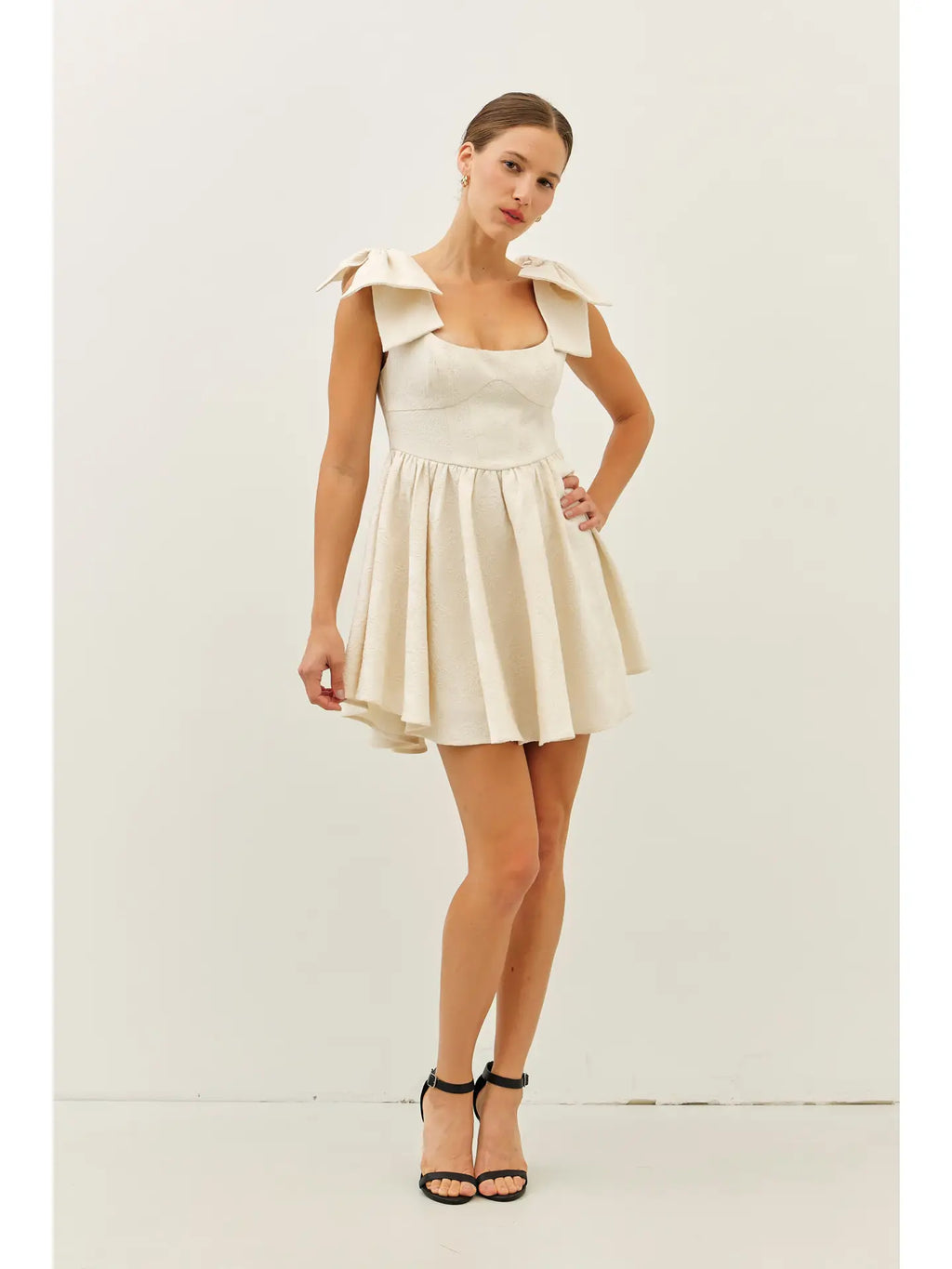 Textured Cream Bow Dress Sage and Co. Textured Cream Bow Dress Sage and Co.