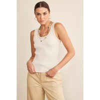 Ribbed Sweater Tank in Cream