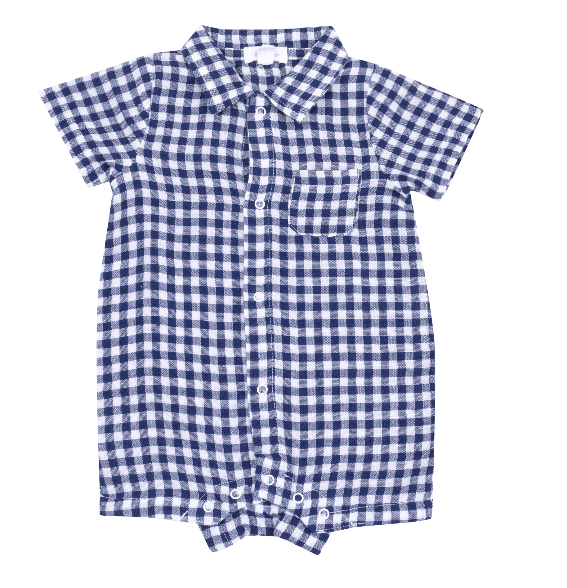 Navy Gingham Polo Romper