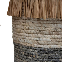Kacy Natural Woven Baskets with Fringe