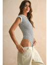 Striped Cap Sleeve Bodysuit