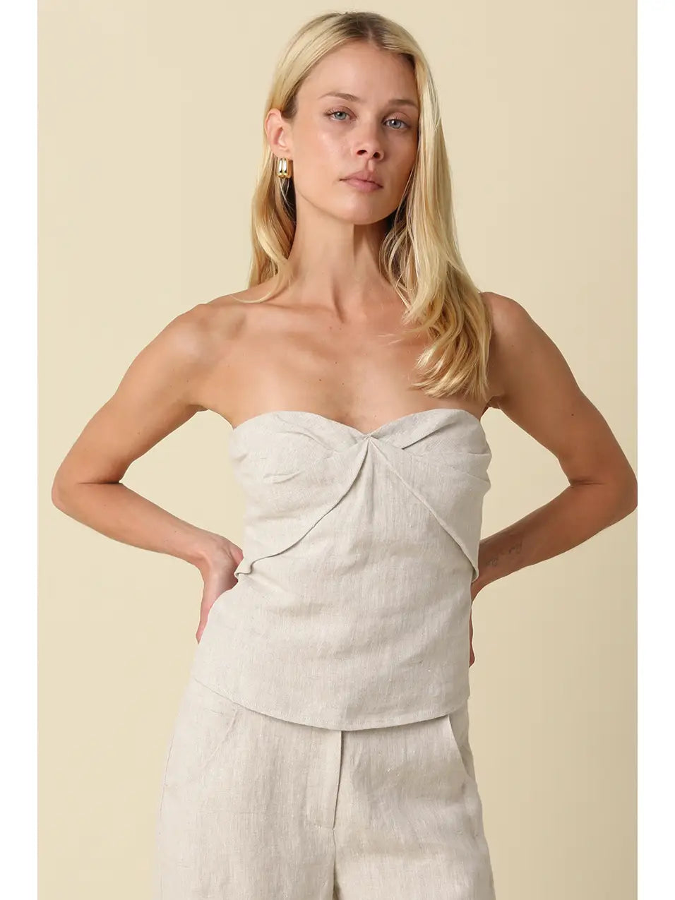 Reba Linen Strapless Top