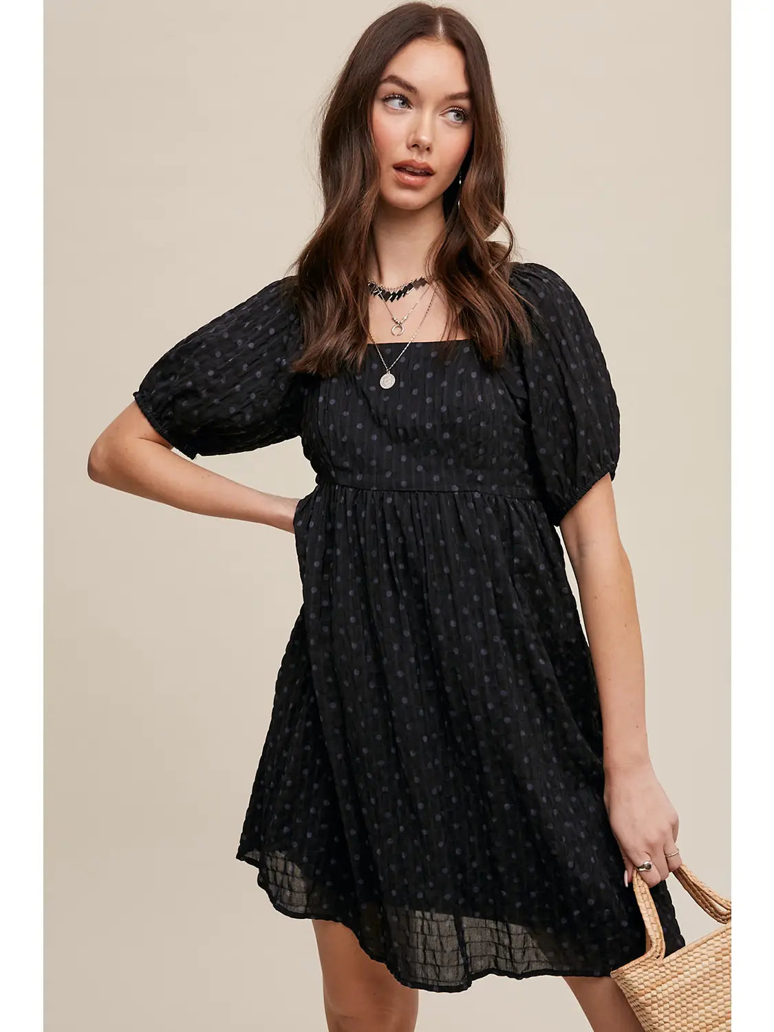 Textured Polka Dot Dress