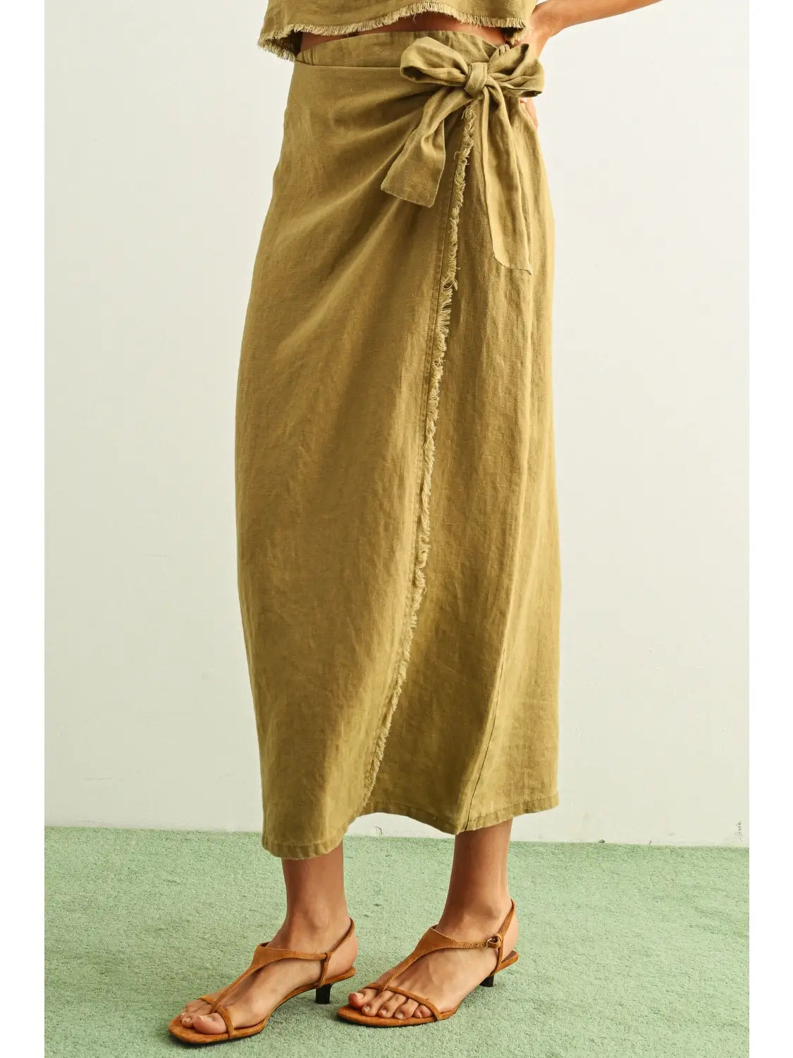 Raw Hem Wrap Skirt