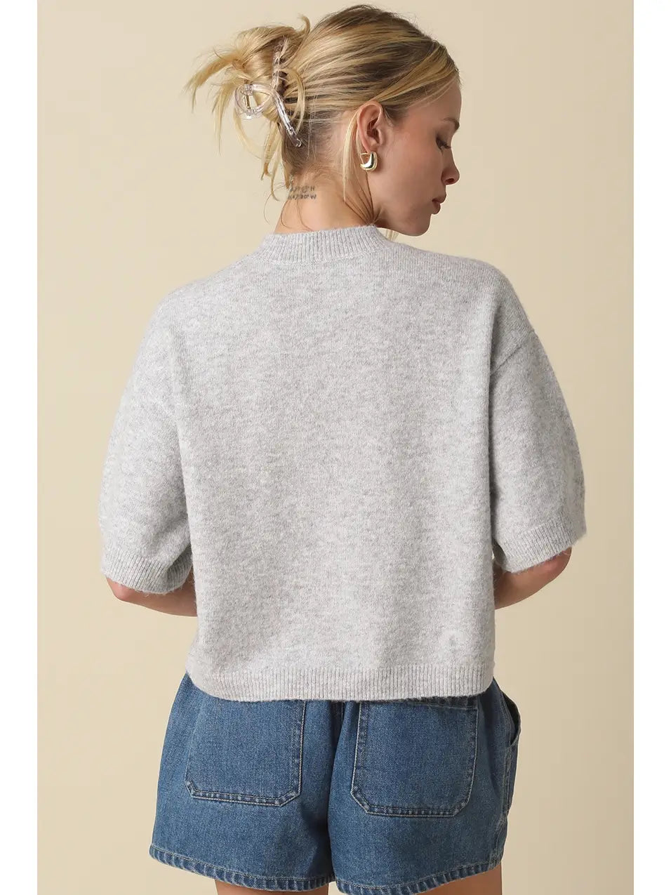 Parker Half Sleeve Sweater- Oatmeal