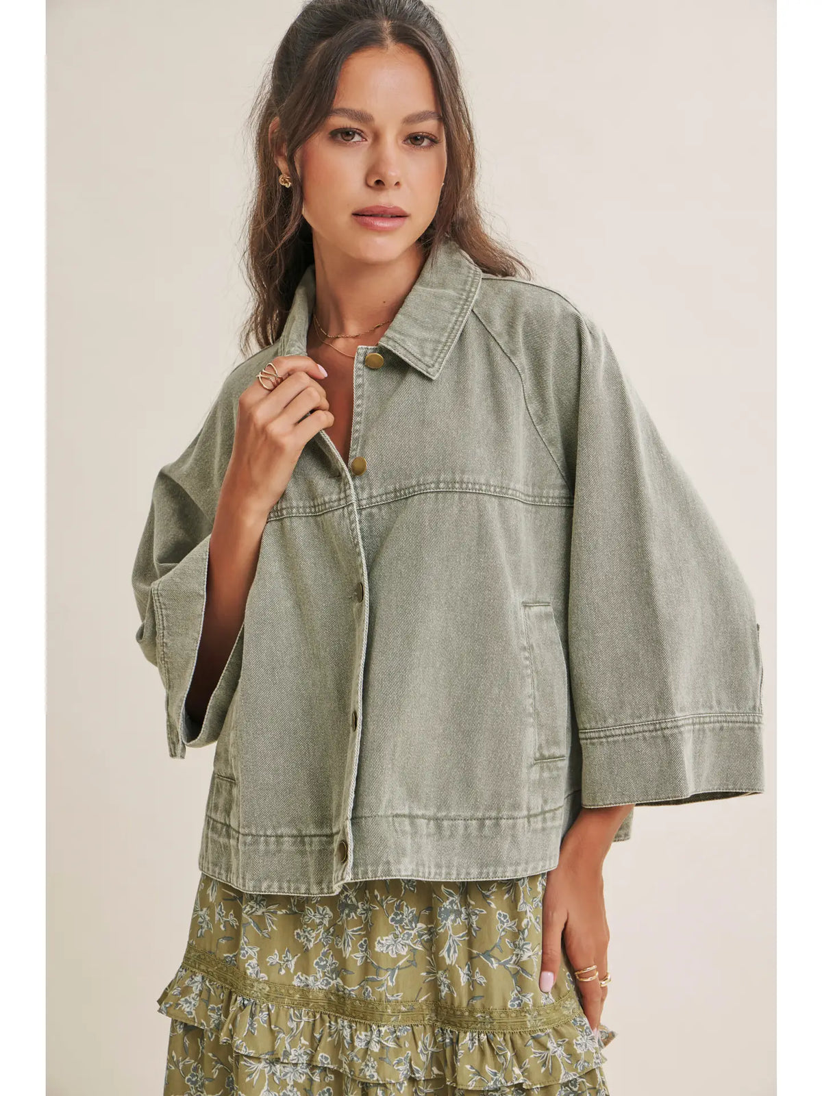 Mineral Washed Utility Jacket - oct