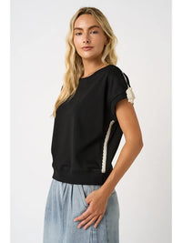 Lace Trim Black Top