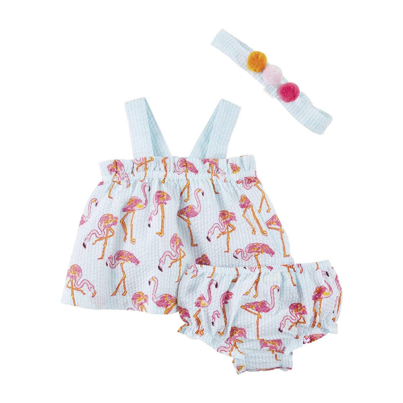 Flamingo Pinafore and Headband Set