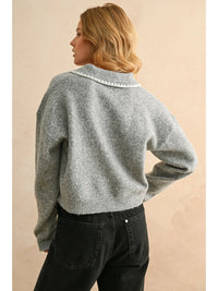 Stitch Detail Collard Sweater