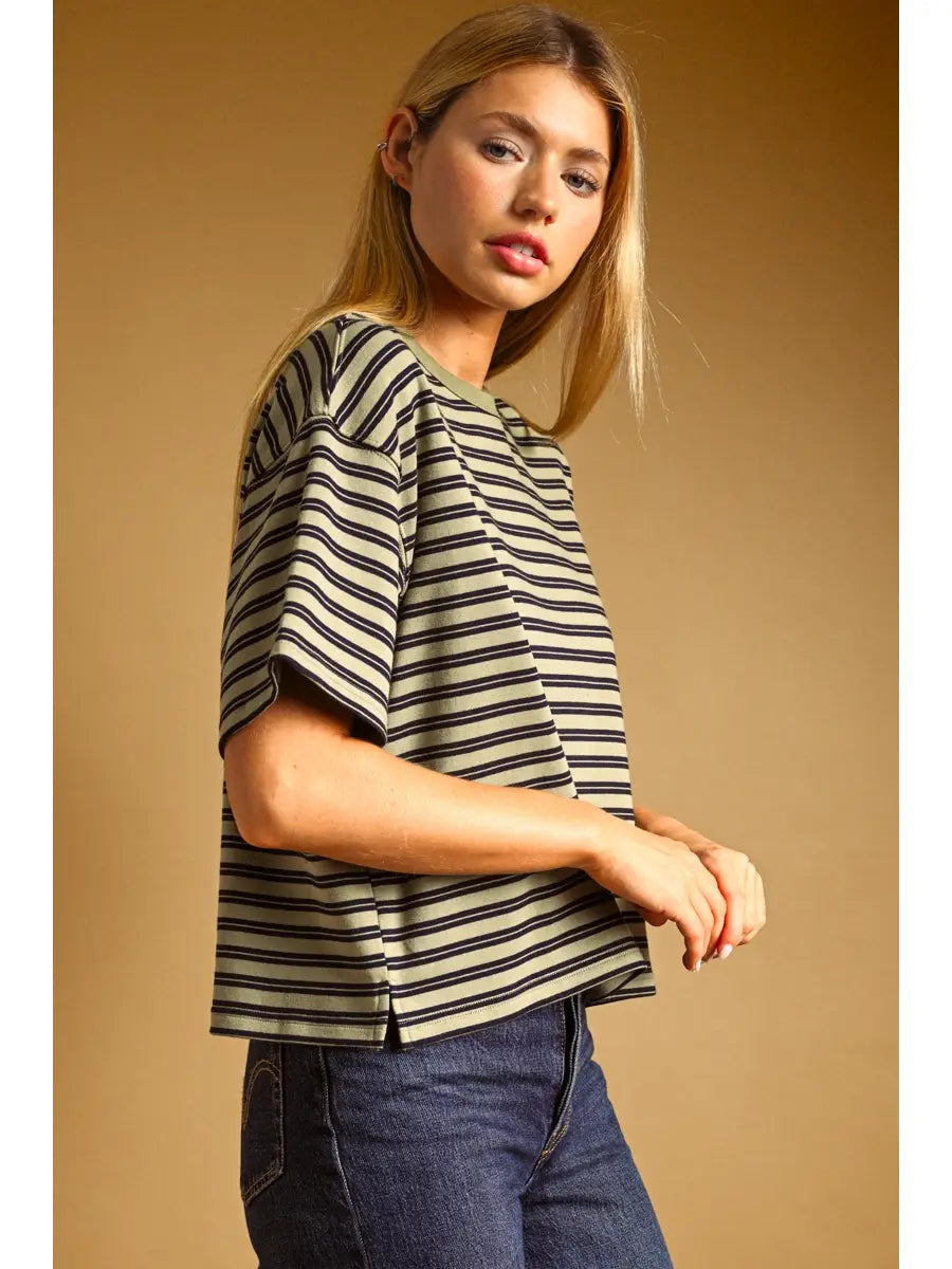 Eden Double Stripe Short Sleeve Top