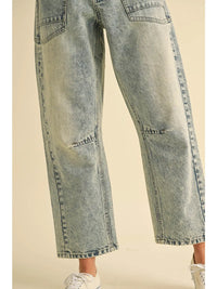 Drawstring Barrel Pants, denim