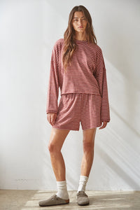Sarah Knit Striped Straight Leg Shorts