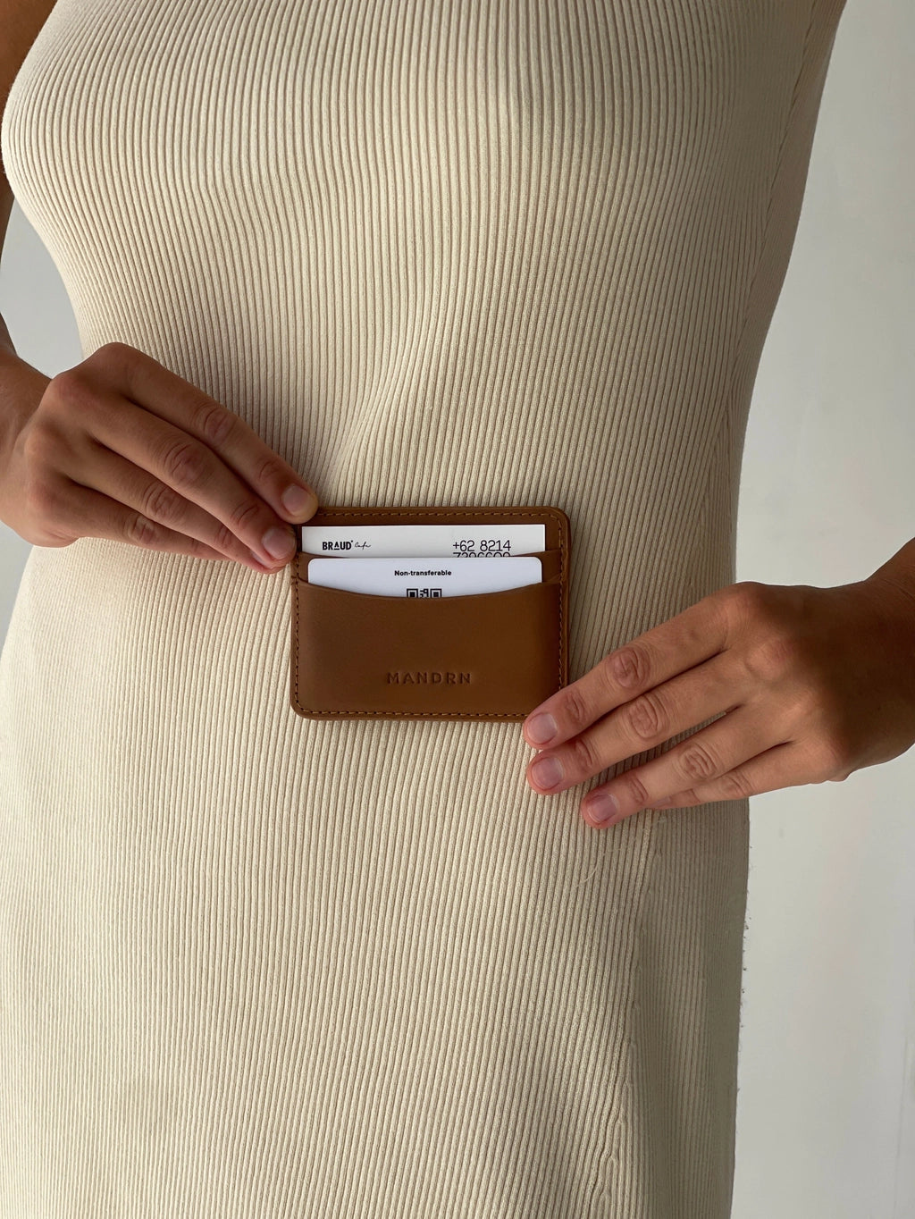 Leather Card Holder- Tan