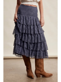 Lora Blue Lace Skirt