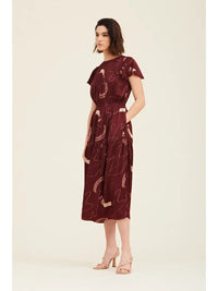 Audra Burgandy Midi Dress
