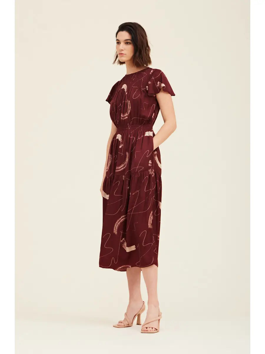 Audra Burgandy Midi Dress