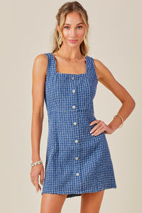 Lizzy Blue Square Neck Mini Dress