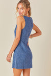 Lizzy Blue Square Neck Mini Dress