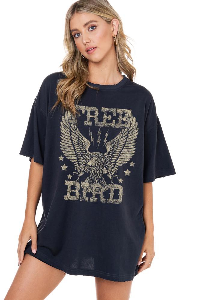 Free Bird Oversized Graphic Tee