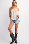 Crochet Trimmed Spagetti String Top