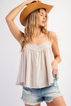 Crochet Trimmed Spagetti String Top