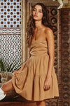 Strapless Mocha Tie Back Dress