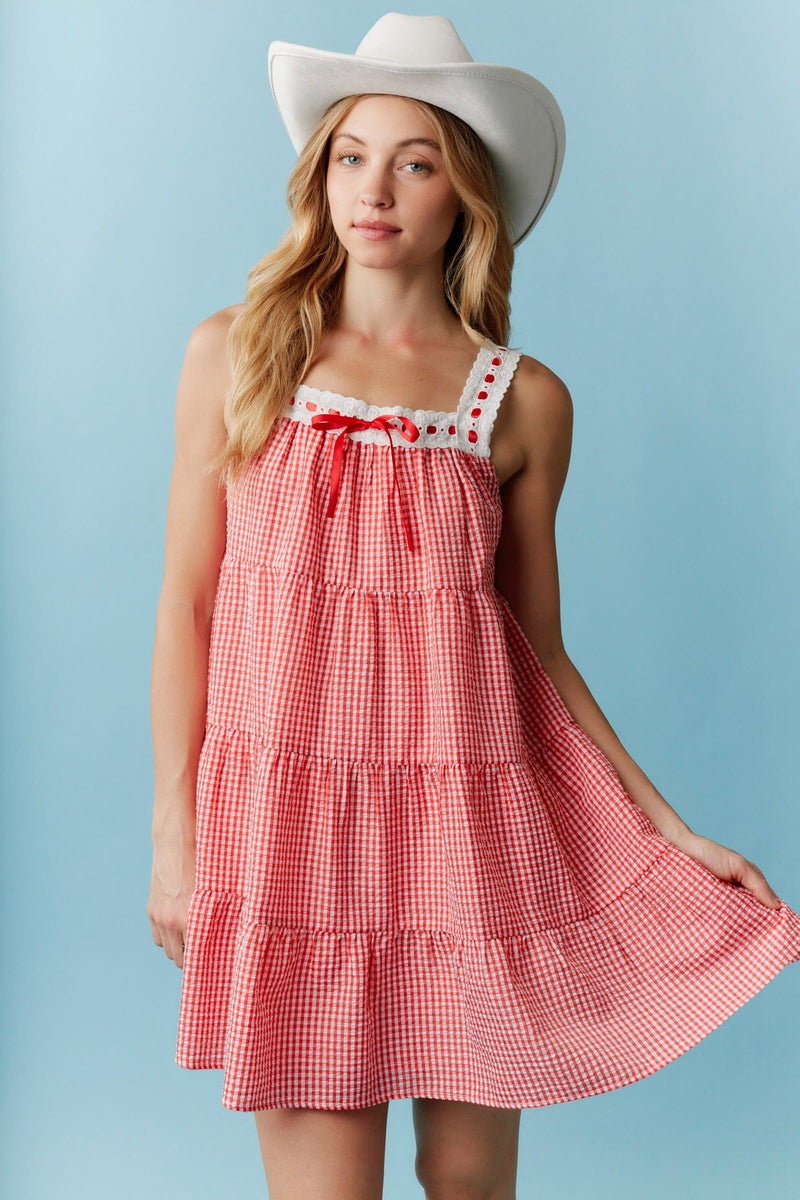 Avery Red Checker Dress