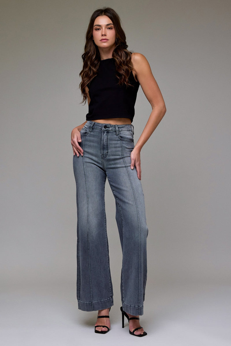 Hidden - Flare Pintuck Jean