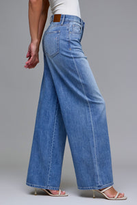 Hidden- Medium Wash Wide Leg Jean