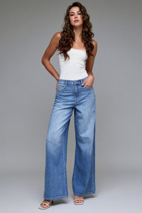 Hidden- Medium Wash Wide Leg Jean
