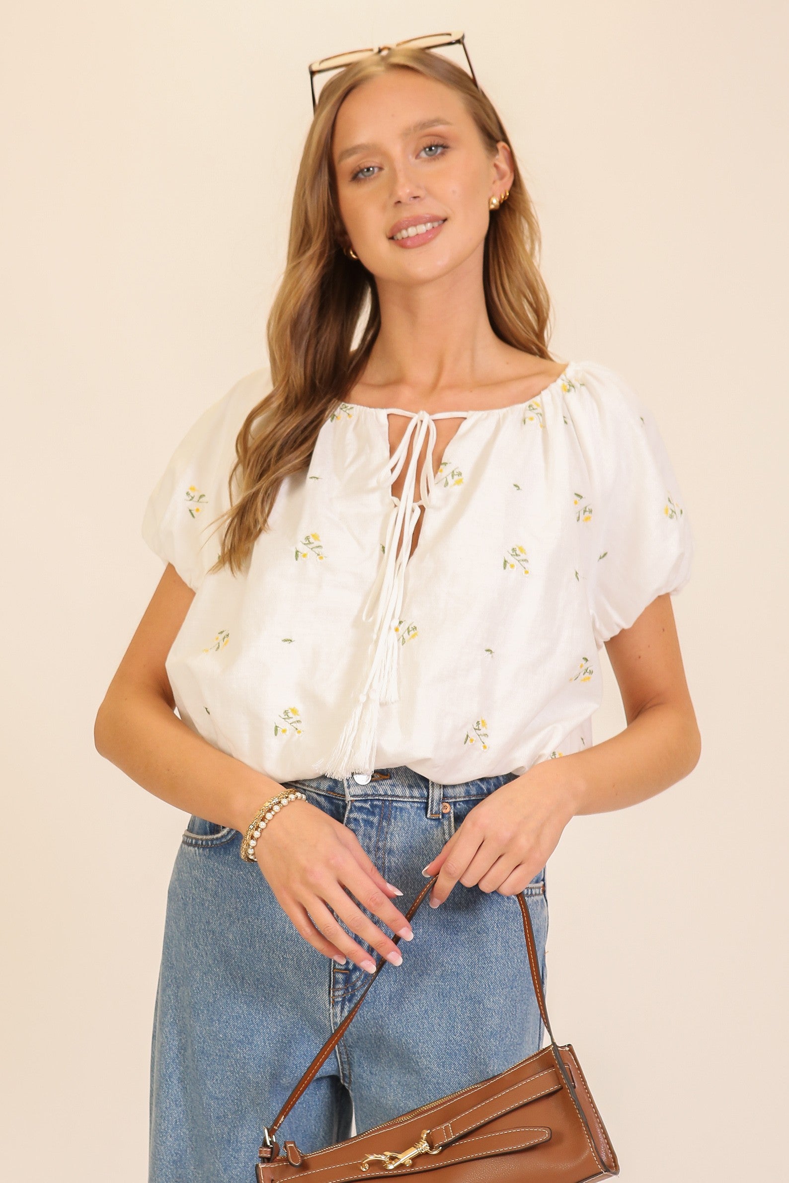 Jase White Floral Top
