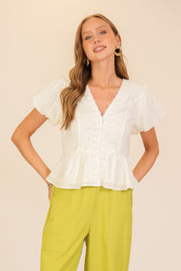 Daphne White Detail Top