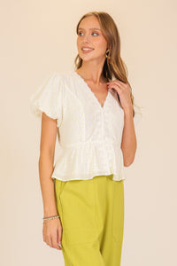 Daphne White Detail Top