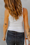 Split Neck Tank - White