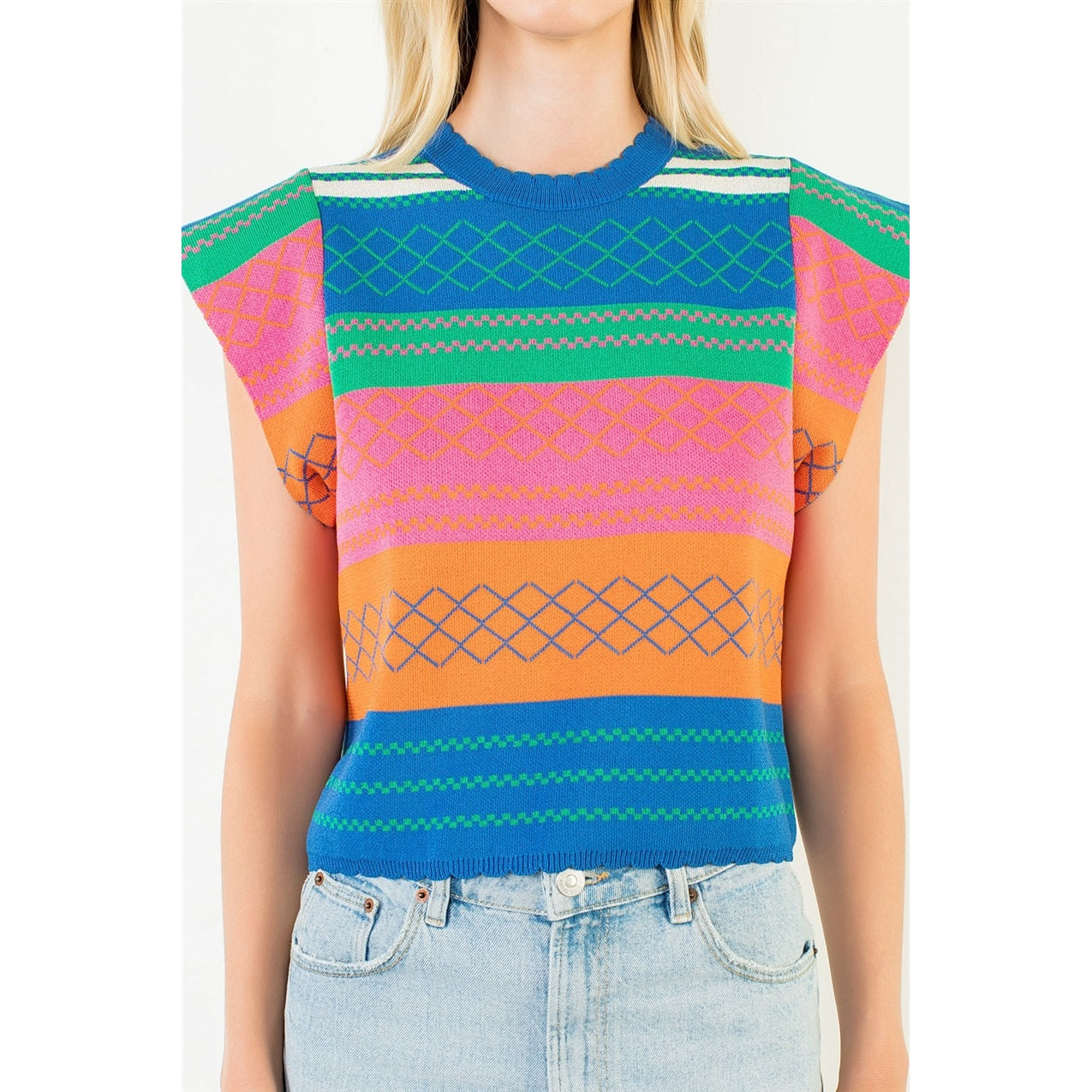 Multicolor Stripe Flutter Top