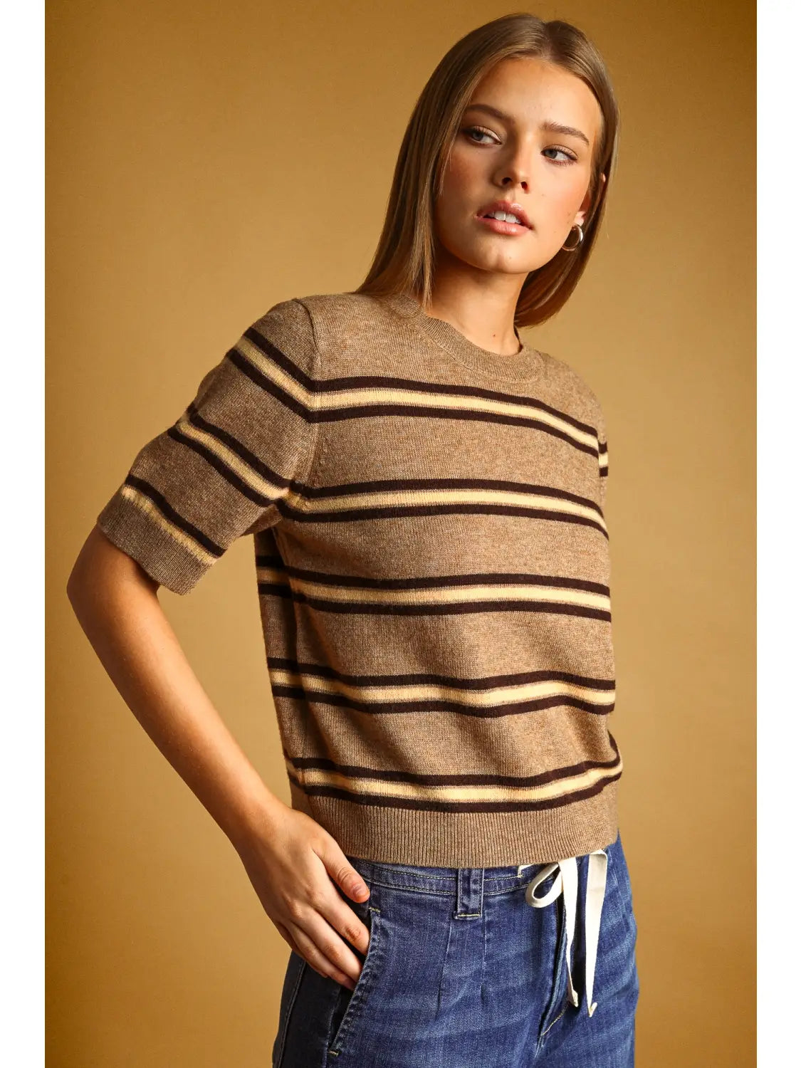 Bailey Stripe Short Sleeve Knit Top