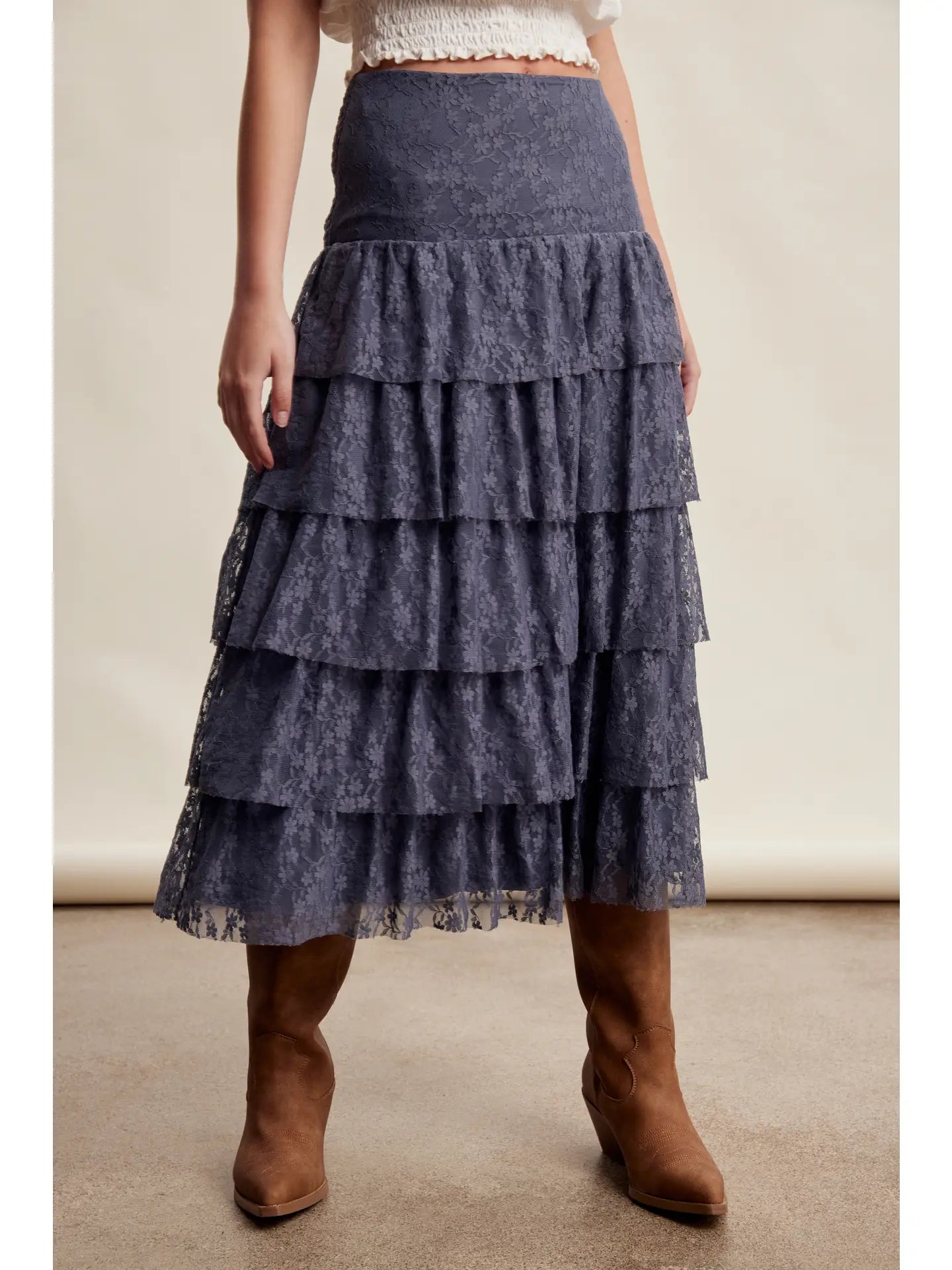 Lora Blue Lace Skirt