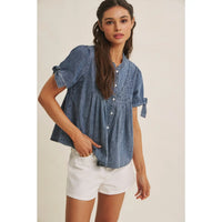Sunny day Denim Pin Tuck Top