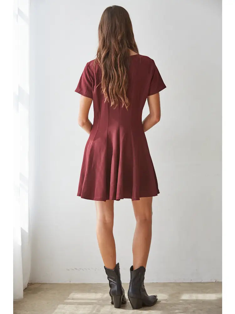 Kori Wine Flare Dress