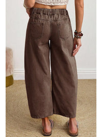 Patch Pocket Brown Barrel Jeans