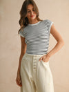 Striped Cap Sleeve Bodysuit