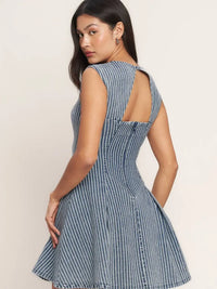Striped Denim Mini Dress