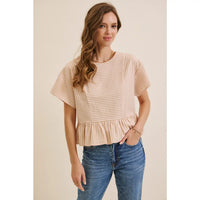 Babydoll Striped Top -Salmon
