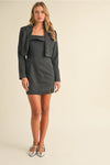 Pinstripe Strapless Dress With Blazer