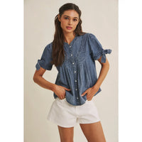Sunny day Denim Pin Tuck Top