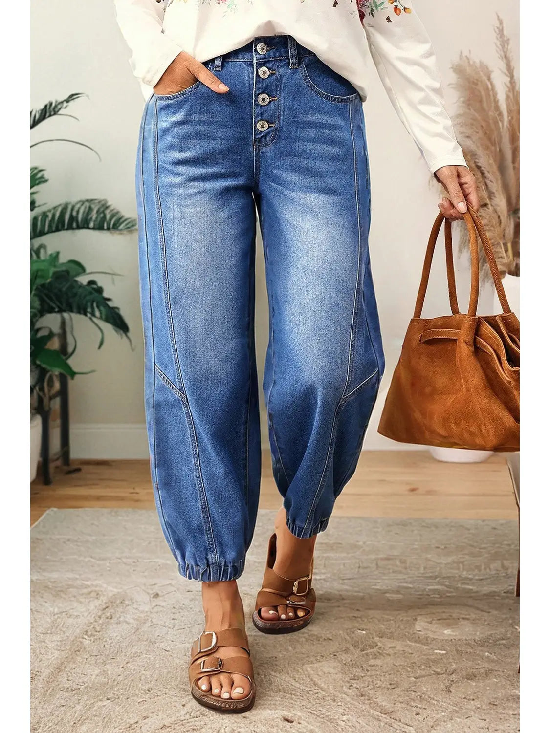 Tapered Denim with Cinched ankle