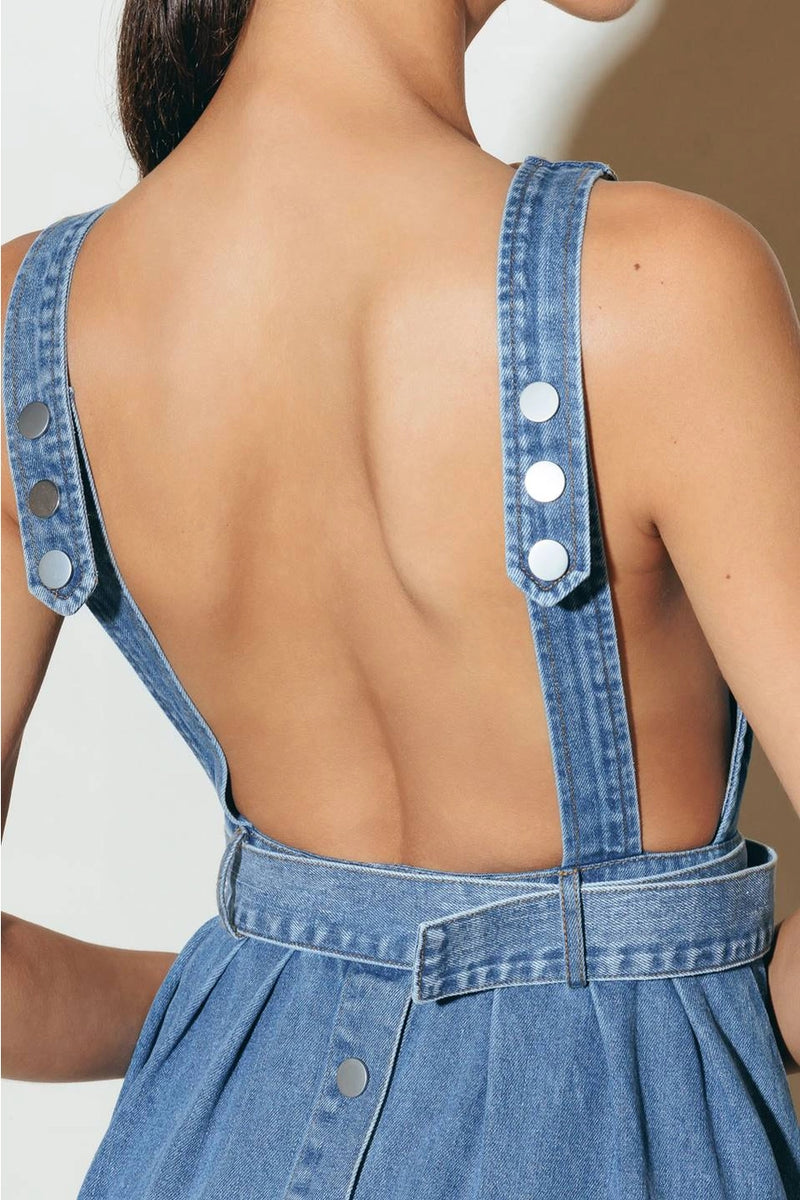 Washed Denim Midi Dress