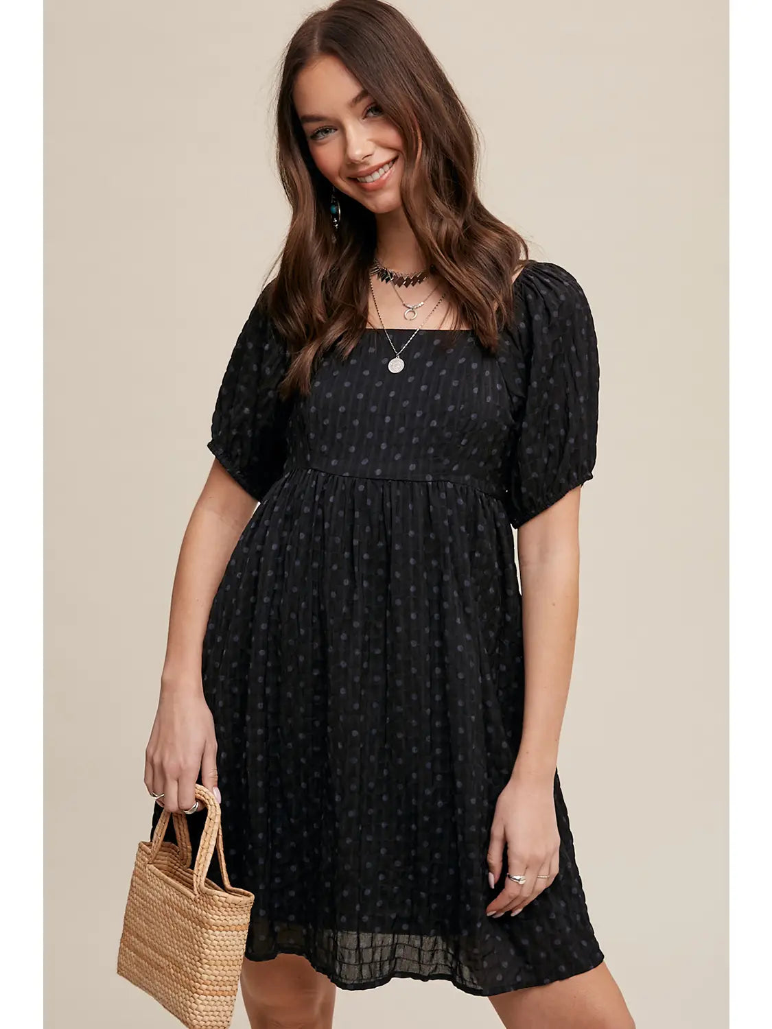 Textured Polka Dot Dress