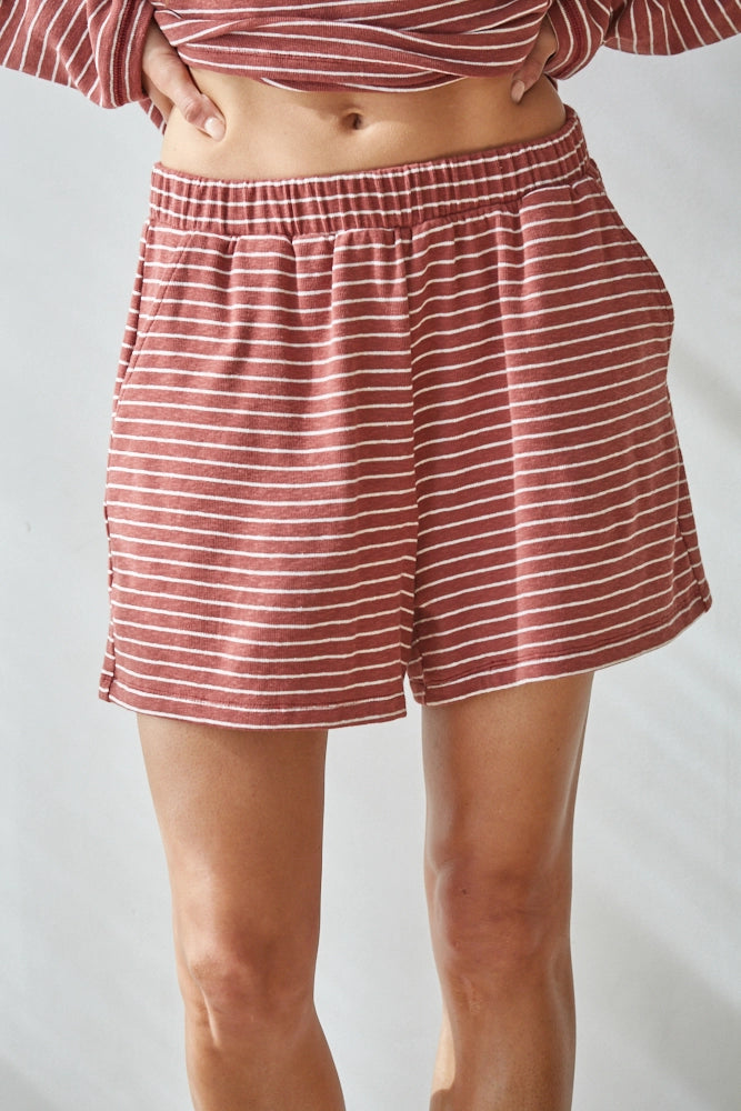 Sarah Knit Striped Straight Leg Shorts