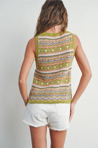 Geo Print Sweater Tank Top